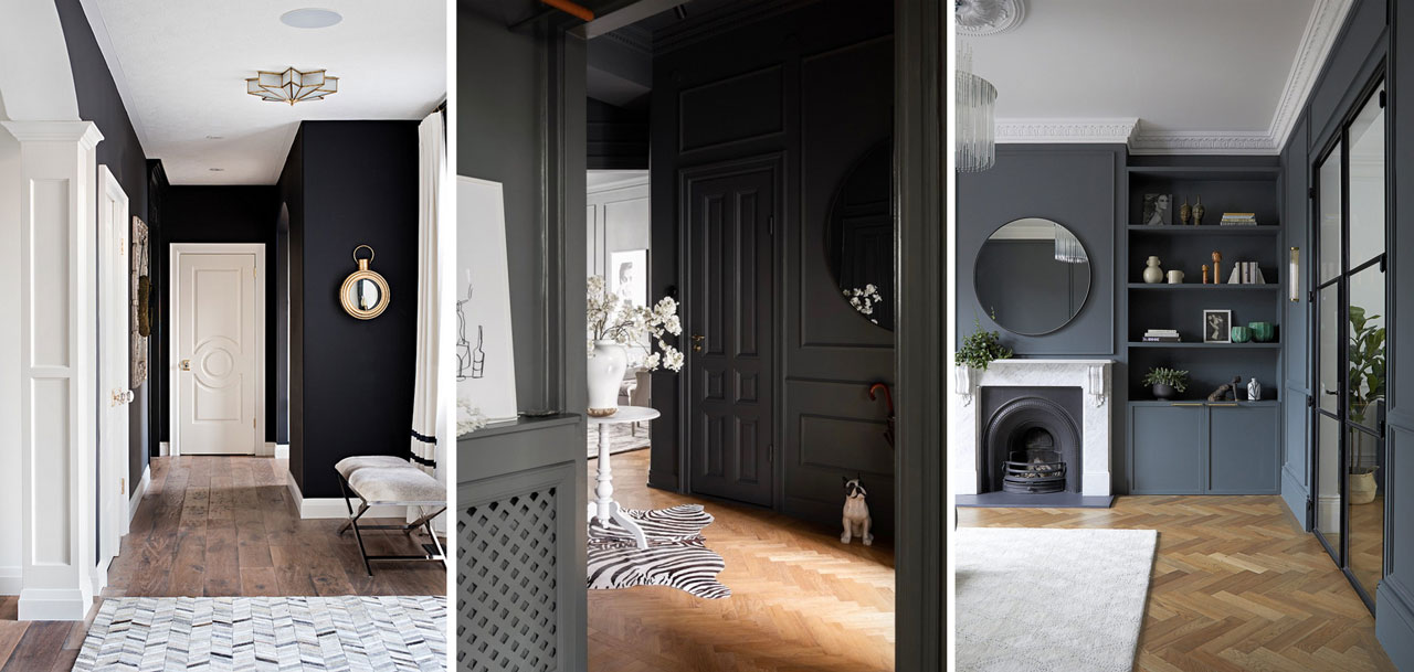 Tres ejemplos en los que se potencia el contraste dark con otras tonalidades