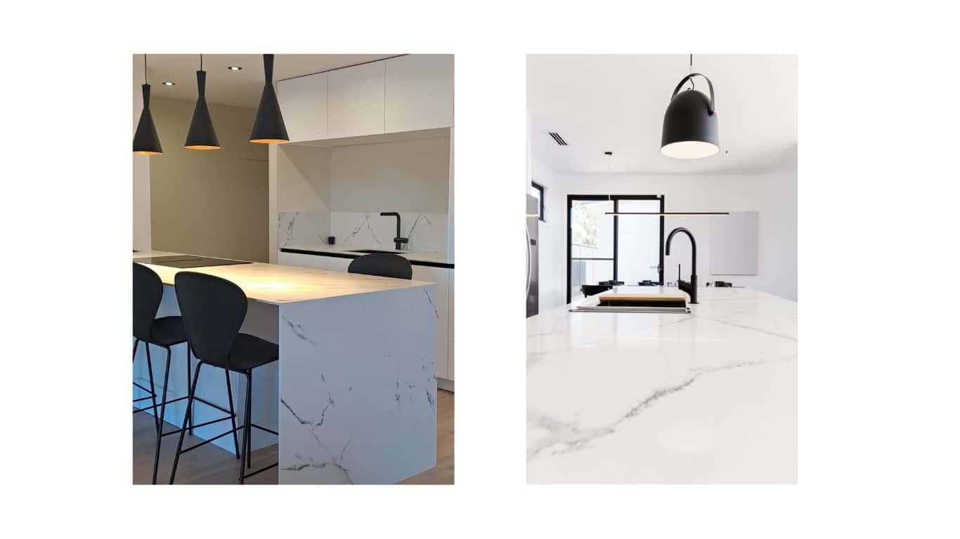 Grifería negra en cocina moderna de diseño en Zaragoza.